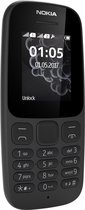 Nokia 105, Barre, Double SIM, 4,5 cm (1.77"), 120 x 160 pixels, 800 mAh, Noir