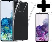 Hoesje Geschikt voor Samsung S20 Ultra Hoesje Siliconen Case Hoes Met Screenprotector - Hoes Geschikt voor Samsung Galaxy S20 Ultra Hoes Cover Case - Transparant