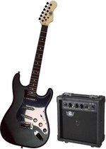 LEGEND Pack Guitare Type Stratocaster Zwart Mat