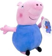 Pluche Peppa Pig/Big knuffel in blauwe outfit 28 cm speelgoed - Cartoon varkens/biggen knuffels - Speelgoed voor kinderen