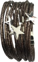 Petra's Sieradenwereld - Armband bruinzwart met magneetsluiting en sterretjes (28)