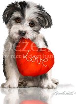 Diamond Painting Puppy love 40x40cm. (Volledige bedekking - Vierkante steentjes) diamondpainting inclusief tools