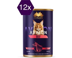 Avalon Petfood - Kattenvoer Natvoer - Rund - 12blikken x 410 gram