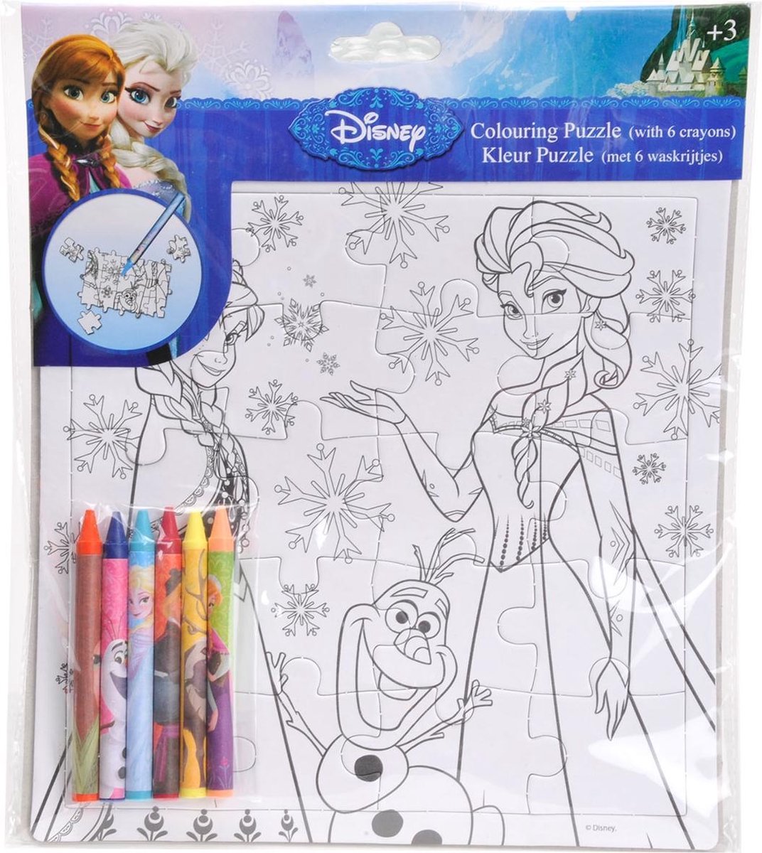 Disney Frozen kleurpuzzel met 6 waskrijtjes