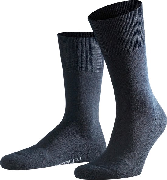 FALKE Airport Plus gestoffeerde zolen merinowol katoen sokken heren blauw - Maat 45-46