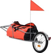 Fietskar met tas - Oxford stof en staal - Oranje en zwart - 151 x 43 x 40 cm
