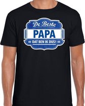 Cadeau t-shirt voor de beste papa voor heren - zwart met blauw - papas - kado shirt / kleding - vaderdag / collega M