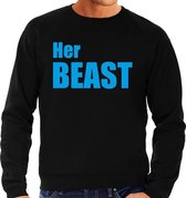 Her beast sweater / trui zwart met blauwe letters voor heren XL