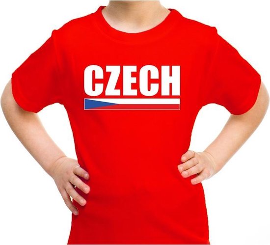 Czech supporter t-shirt rood voor kids - Tsjechie landen shirt - Tsjechische supporters kleding 158/164