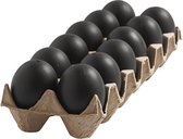 Set van 24x stuks eieren zwart plastic 6 cm - Paaseieren - Pasen decoratie knutsel materiaal