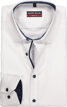 MARVELIS body fit overhemd - wit structuur (contrast) - Strijkvriendelijk - Boordmaat: 40