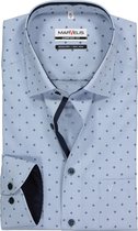 MARVELIS comfort fit overhemd - lichtblauw mini ruitje met dessin (contrast) - Strijkvrij - Boordmaat: 42