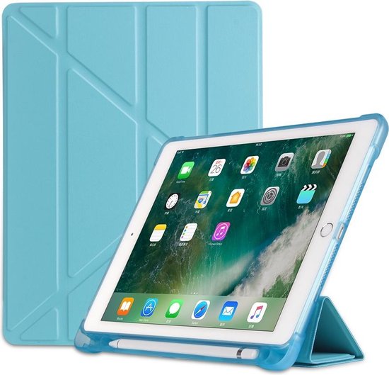 P.C.K. Hoesje/Smartcover lichtblauw met een vakje voor je pen geschikt voor  Apple iPad... | bol.com