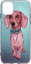 ADEL Siliconen Back Cover Softcase Hoesje Geschikt voor iPhone 11 Pro Max - Teckel Hond