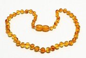 Barnsteen - Baby - Ketting - Honey - Amber - Pijnstillende werking bij doorkomende tandjes - Handgemaakt - 33/34 cm
