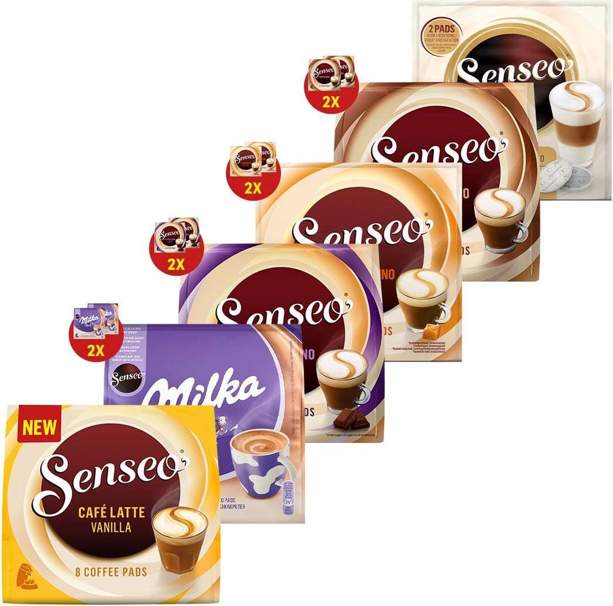 Senseo Koffiepads Variatiepakket Melkvarianten - Goed voor 82 kopjes - Senseo