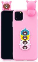 Softcase met 3D varkentjes voor iPhone 11 6.1 inch - ROZE