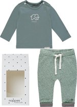 Noppies Cadeauset (2delig)Broek Mint met stip en Shirt Mint met Olifant - Maat 74