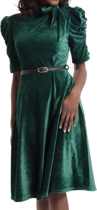 prinses romantisch klep Penelope fluwelen jurk groen - L - Voodoo Vixen | bol.com