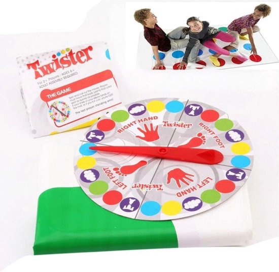 Thumbnail van een extra afbeelding van het spel Twister - Vloerspel - Actiespel - Spel voor volwassenen/kinderen - Behendigheidsspel - Spelletjes - Tijdverdrijf - Speelgoed - Alle leeftijden - Voor het hele gezin - Lachen - Klassiek spel - Teamspel - Gezelschapspel - Humoristisch - 2 tot 6 spelers
