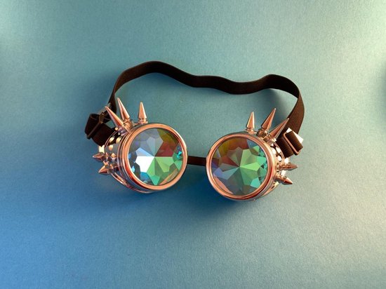 Spacebril Goggles + Spikes Zilver | Kaleidoscoop Goggles + Spikes Zilver | Caleidoscoop Goggles + Spikes Zilver