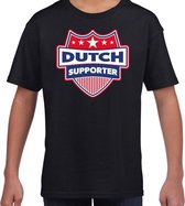 Dutch supporter schild t-shirt zwart voor kinderen - Nederland landen shirt / kleding - EK / WK / Olympische spelen outfit 110/116