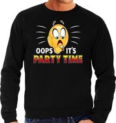 Funny emoticon sweater Oops its party time zwart heren M (50)