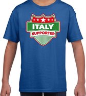 Italy supporter schild t-shirt blauw voor kinderen - Italie landen shirt / kleding - EK / WK / Olympische spelen outfit 134/140