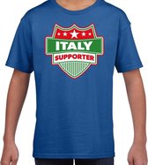 Italy / Italie schild supporter  t-shirt blauw voor kinderen M (134-140)