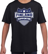 Finland schild supporter  t-shirt zwart voor kinderen M (134-140)