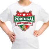 Portugal schild supporter t-shirt wit voor kinderen XS (110-116)
