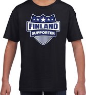 Finland schild supporter  t-shirt zwart voor kinderen XS (110-116)