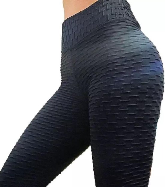 LOUZIR Sportlegging-Yoga -Scrunch Butt-High Waist- Absorberend- Anti Cellulite Legging-Gym Sports -Legging Fitness Wear-Zwart- maat M van Merkloos — afbeelding 3