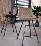 Duverger® Velvet - Barstoelen - set van 4 - Champagne velours - diamond stiksel - stalen frame - vintage look