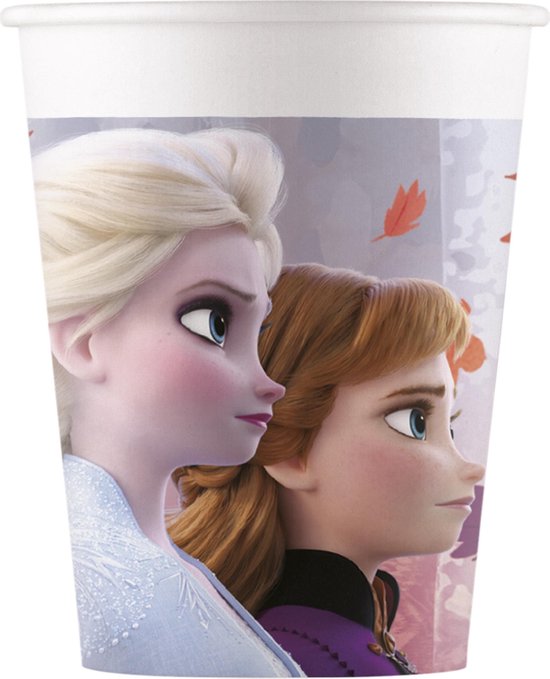 8x Disney Frozen 2 bekers 200 ml van karton - feest thema bekers
