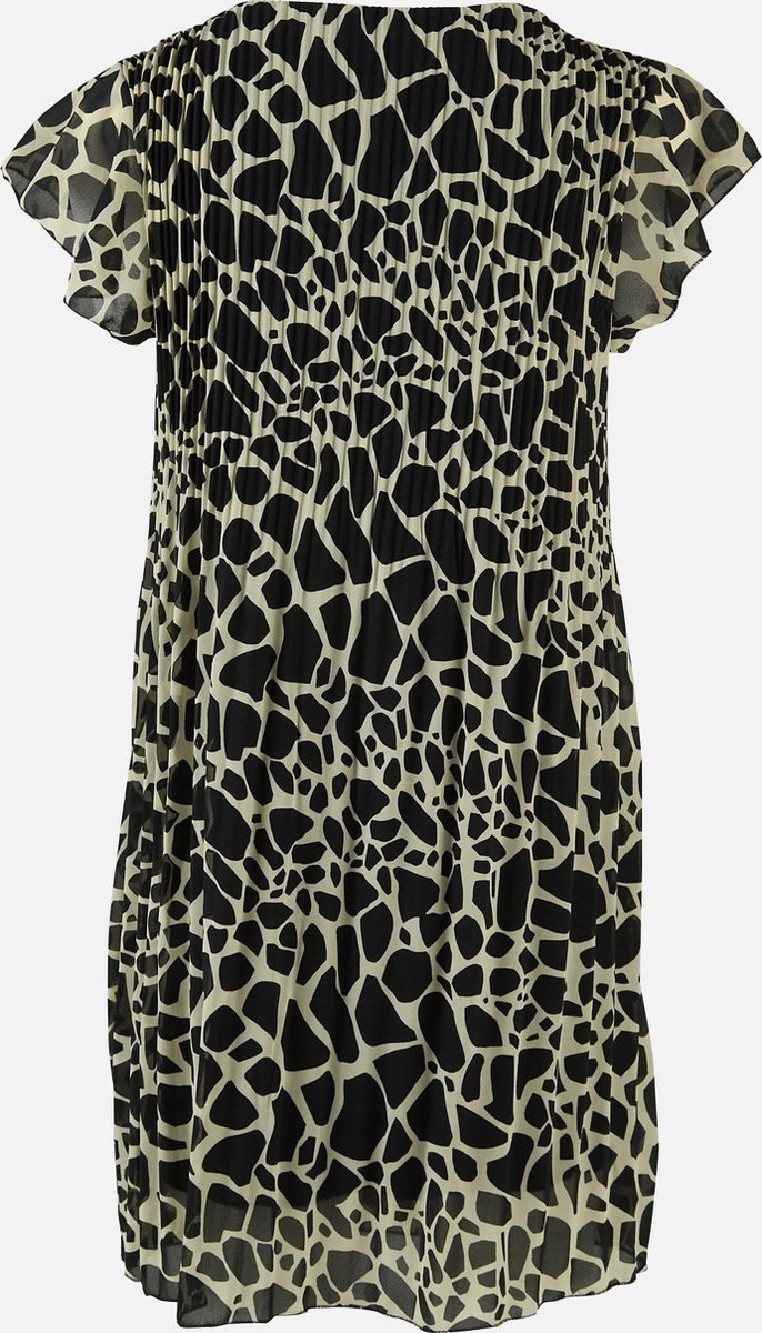 LOLALIZA Midi jurk met giraffe print en plisse - Ecru - Maat 42 | bol.com