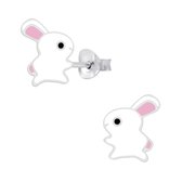 Joy|S - Zilveren konijn oorbellen wit