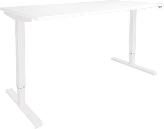 Bureau électrique - table assis-debout - 140x80 - plateau blanc - base  noire - travail... | bol.com