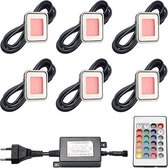 LED vloerspots Horta - vlonderverlichting / grondspots / tuinspots - 0,9W / staal / vierkant / 230V / IP67 / RGB - set van 6 stuks