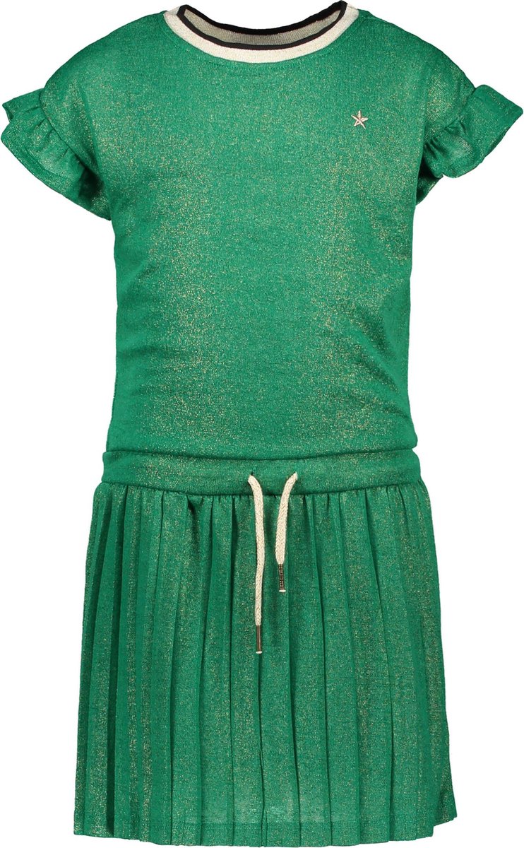 Like FLO Meisjes metallic jersey plisse jurk - groen - Maat 146 | bol.com