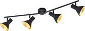 LED Plafondspot - Trion Nana - E14 Fitting - 4-lichts - Verstelbaar - Rond - Mat Zwart - Aluminium - BSE