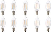 LED Lamp 10 Pack - Kaarslamp - Filament - E14 Fitting - 4W - Warm Wit 2700K - BES LED