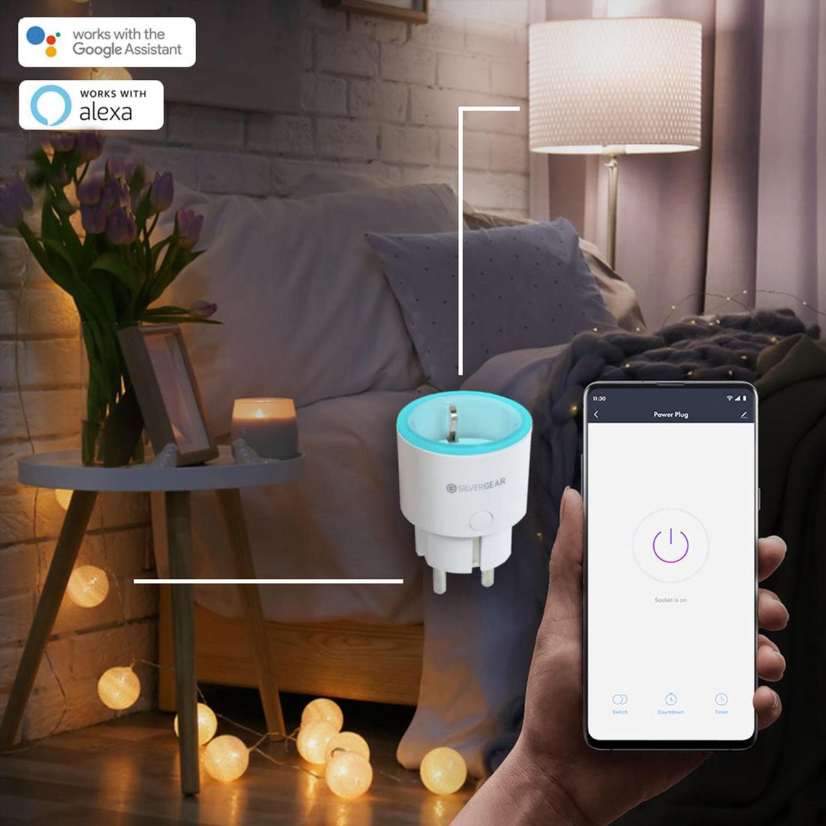 Silvergear Slimme WiFi Stekker 2200W 10A - Timer, Schakelaar, Afstandsbediening via App & Spraak - Afbeelding 5