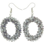 Behave® oorhangers dames ovaal met facet glas kraaltjes