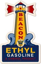 Beacon Light House Ethyl Gasoline Zwaar Metalen Bord 57 x 36 cm