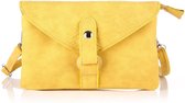 Croco Yellow - Schoudertas - Crossbody - Clutch - Polstas - Suède - Afneembare/verstelbare schouderband - Afneembare polsband - 20/4/12 cm - Geel