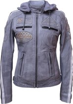 Urban Leather Fifty Eight Veste de moto en cuir Femmes - Grijs - Taille 2XL