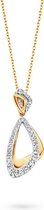 Silver Rose -P2014G- Hanger+Ketting -925 Zilver verguld -Cubic Zirkonia