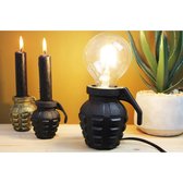 Housevitamin tafellamp / lamp 10x10x8 - handgranaat - zwart