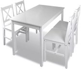 Houten eettafelset - tafel - 4 stoelen - wit - gelakt